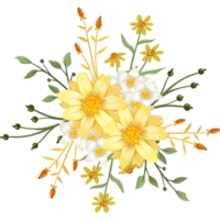 Yellow Flower Arrangement with watercolor style png