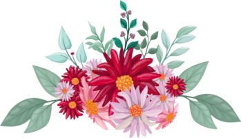 Red Flower Arrangement with watercolor style png