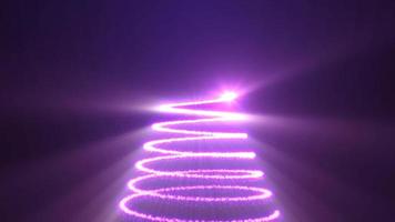 arbre de nouvel an violet de noël festif composé de belles particules et de lignes brillantes et brillantes. fond abstrait. vidéo en haute qualité 4k, motion design video