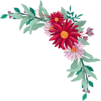 arreglo floral rojo estilo acuarela png