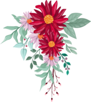 arrangement de fleurs rouges avec style aquarelle png