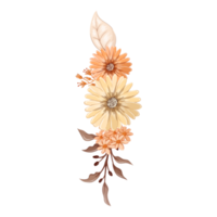 arrangement de fleurs orange avec style aquarelle png