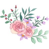 Pink flower arrangement with watercolor style png