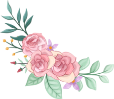 arranjo de flores rosa com estilo aquarela png