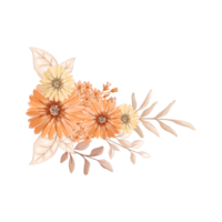 arreglo de flores de naranja con estilo acuarela png