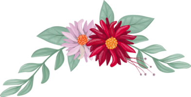 Red Flower Arrangement with watercolor style png