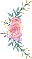 arranjo de flores rosa com estilo aquarela png