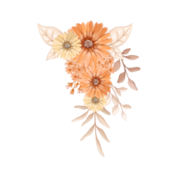 Orange Flower Arrangement with watercolor style png