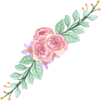 Pink flower arrangement with watercolor style png