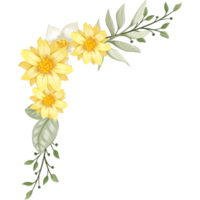 arranjo de flores amarelas com estilo aquarela png