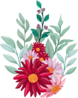 Red Flower Arrangement with watercolor style png