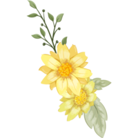 Yellow Flower Arrangement with watercolor style png