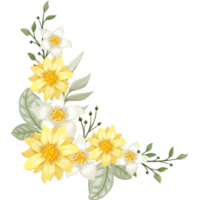 arreglo floral amarillo estilo acuarela png