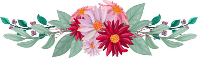 arrangement de fleurs rouges avec style aquarelle png