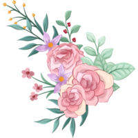 Pink flower arrangement with watercolor style png