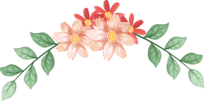 arreglo de flores de naranja con estilo acuarela png