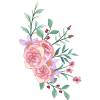 Pink flower arrangement with watercolor style png