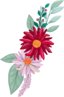 arranjo de flores vermelhas com estilo aquarela png