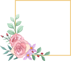 arreglo floral rosa con estilo acuarela png