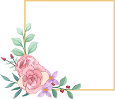 arranjo de flores rosa com estilo aquarela png