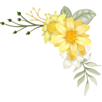 Yellow Flower Arrangement with watercolor style png