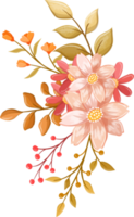 arreglo floral rosa naranja con estilo acuarela png