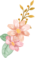 arreglo de flores de naranja con estilo acuarela png