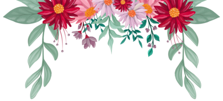 Red Flower Arrangement with watercolor style png