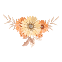 arreglo de flores de naranja con estilo acuarela png