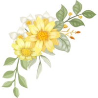 arranjo de flores amarelas com estilo aquarela png