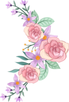 rosa blumenarrangement im aquarellstil png