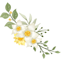 arranjo de flores amarelas com estilo aquarela png