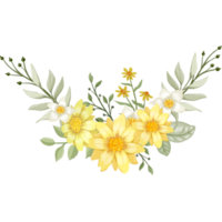 arreglo floral amarillo estilo acuarela png