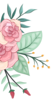 arranjo de flores rosa com estilo aquarela png