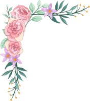 arranjo de flores rosa com estilo aquarela png