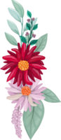 arranjo de flores vermelhas com estilo aquarela png