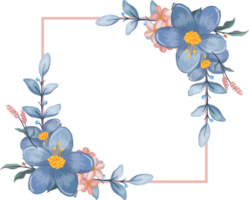 blauw bloem arrangement met waterverf stijl png