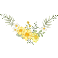 Yellow Flower Arrangement with watercolor style png