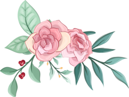 arranjo de flores rosa com estilo aquarela png