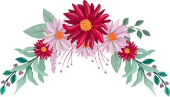 Red Flower Arrangement with watercolor style png