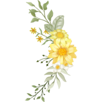 Yellow Flower Arrangement with watercolor style png