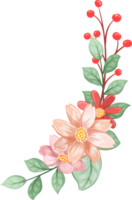 arreglo de flores de naranja con estilo acuarela png