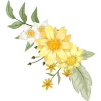 arrangement de fleurs jaunes avec style aquarelle png