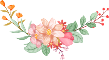 Orange Flower Arrangement with watercolor style png