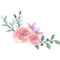 Pink flower arrangement with watercolor style png