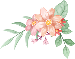 arreglo de flores de naranja con estilo acuarela png