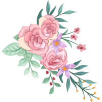 arranjo de flores rosa com estilo aquarela png