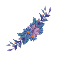 arreglo floral morado con estilo acuarela png