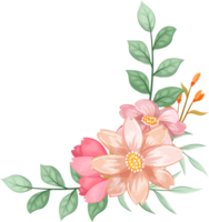 arreglo de flores de naranja con estilo acuarela png