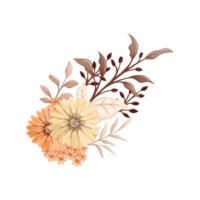 arrangement de fleurs orange avec style aquarelle png